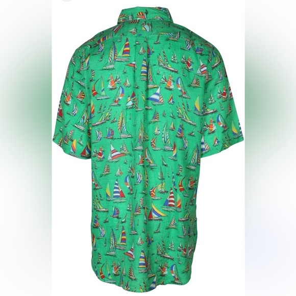 NWOT Ralph Lauren Nautical SailBoatClassic Fit Pure LinenButton Shirt